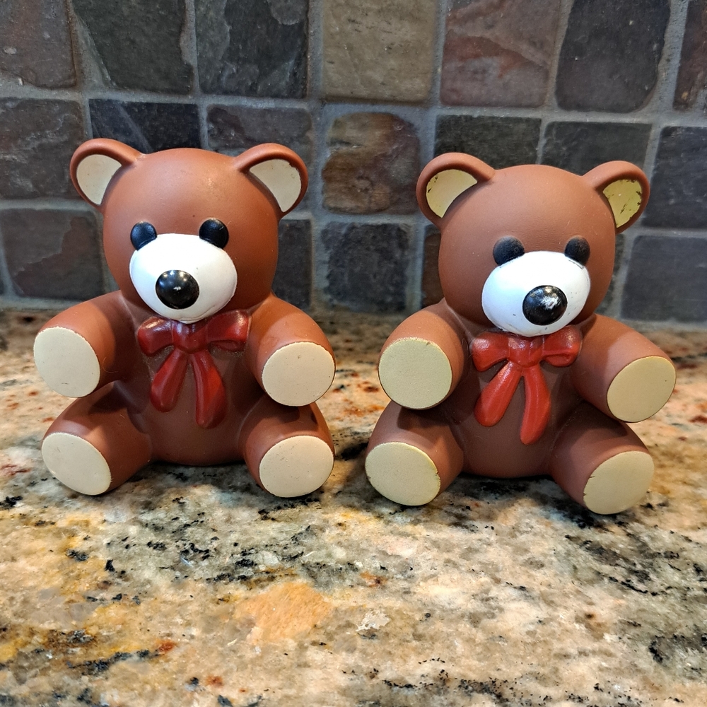 Vintage 1985 Ross Laboratories Squeeze Teddy Bear Toy - Lot of 2